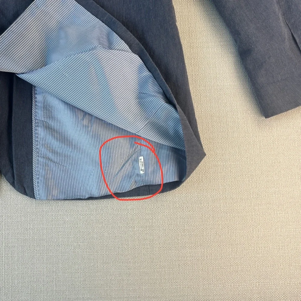 Banana Republic Blazer Men 42 Long Navy Grey Linen Blend Tailored Fit Sport Coat